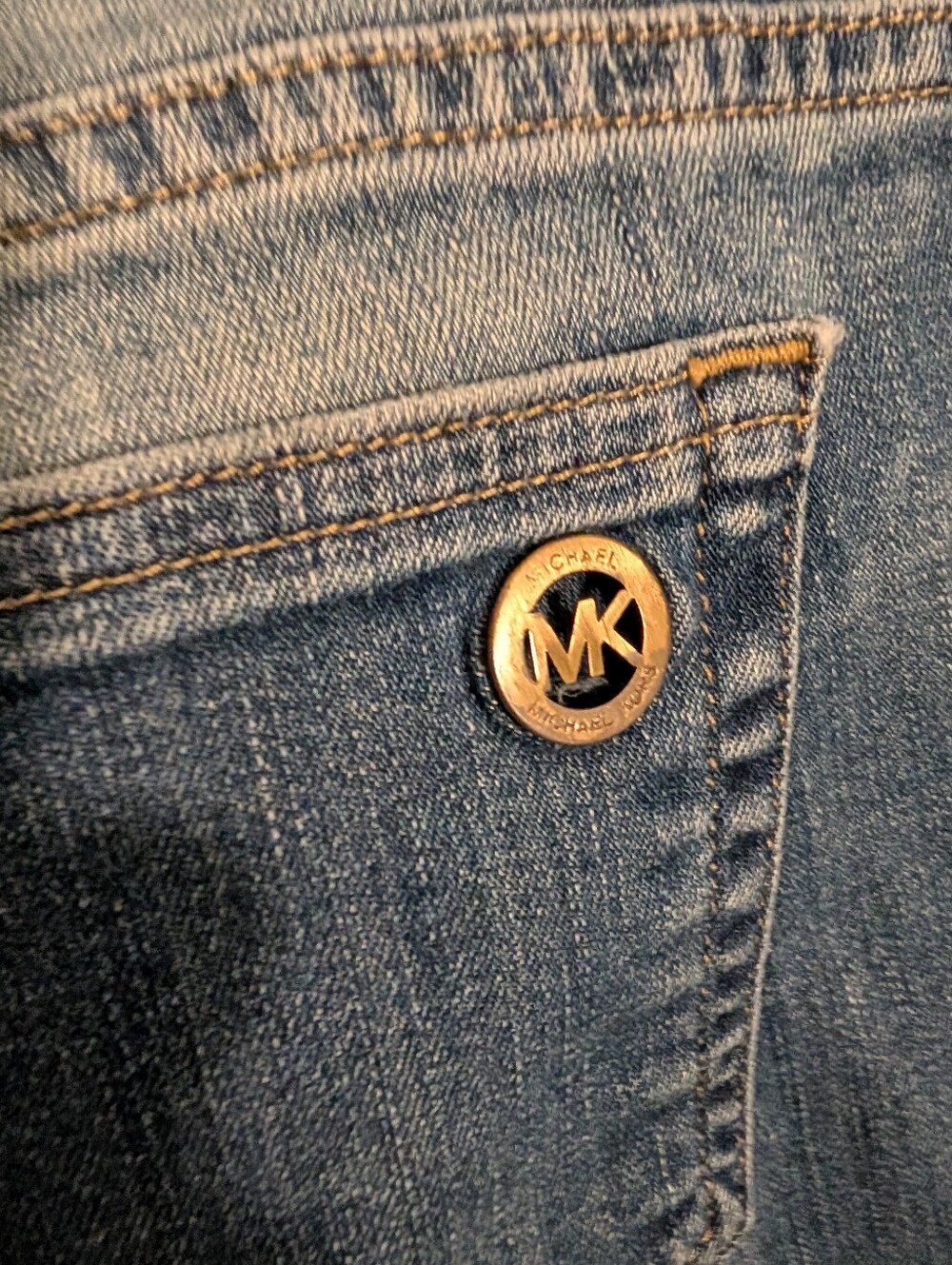 Michael Kors Womens Medium Blue Denim Jeans with Gold Button